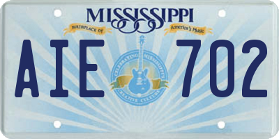 MS license plate AIE702