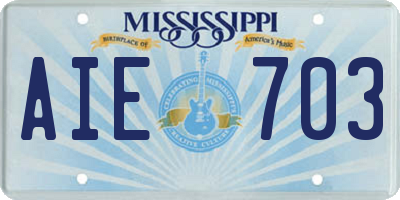 MS license plate AIE703
