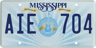 MS license plate AIE704
