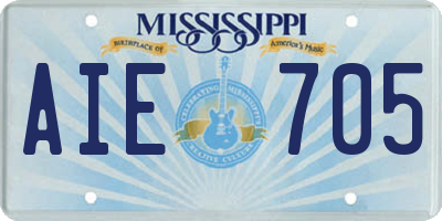 MS license plate AIE705