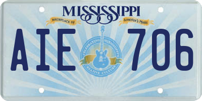 MS license plate AIE706