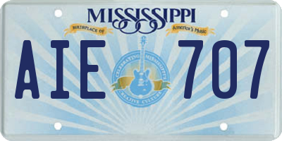 MS license plate AIE707