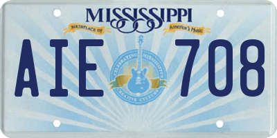 MS license plate AIE708