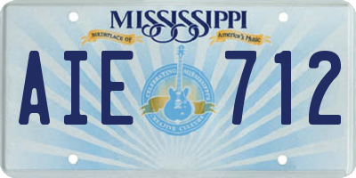 MS license plate AIE712