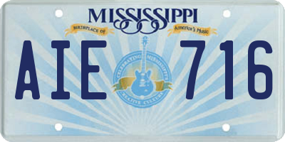 MS license plate AIE716