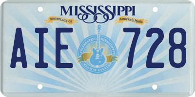 MS license plate AIE728