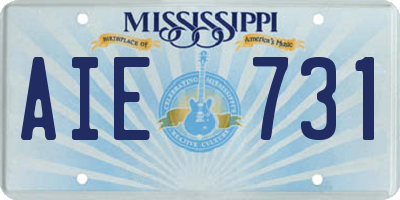 MS license plate AIE731