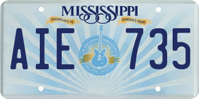 MS license plate AIE735