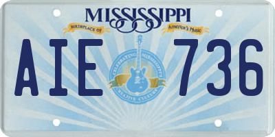 MS license plate AIE736