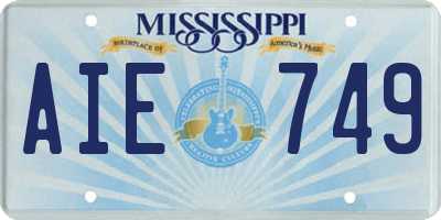 MS license plate AIE749