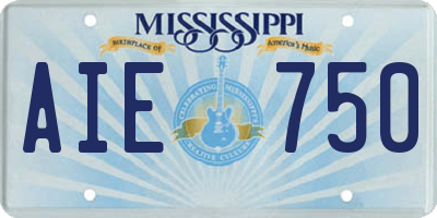 MS license plate AIE750