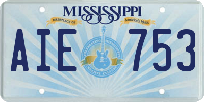 MS license plate AIE753