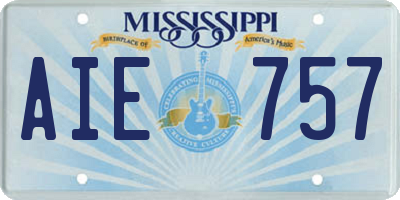 MS license plate AIE757