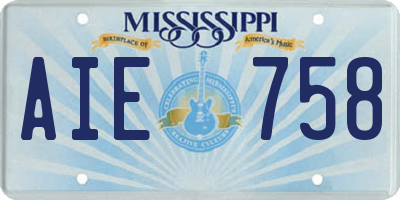 MS license plate AIE758