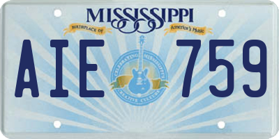 MS license plate AIE759