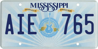 MS license plate AIE765