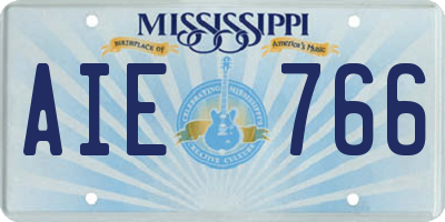 MS license plate AIE766