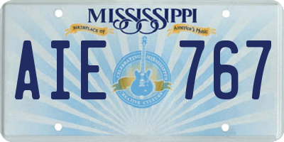 MS license plate AIE767