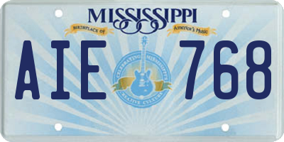MS license plate AIE768