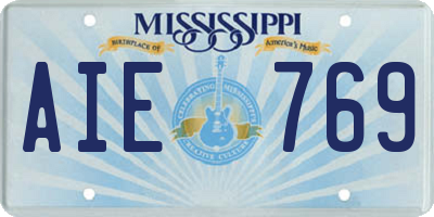 MS license plate AIE769