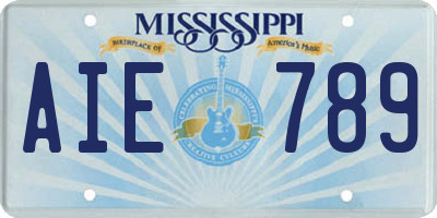MS license plate AIE789