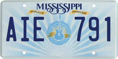 MS license plate AIE791