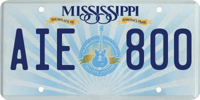 MS license plate AIE800