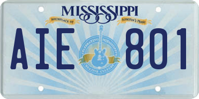 MS license plate AIE801