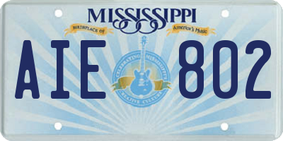 MS license plate AIE802