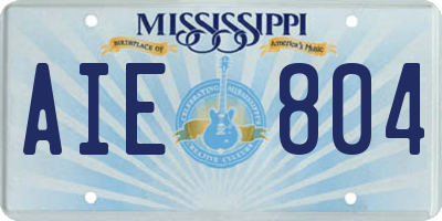 MS license plate AIE804