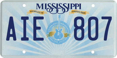 MS license plate AIE807