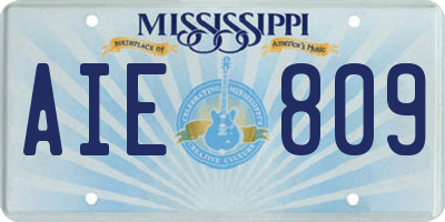 MS license plate AIE809
