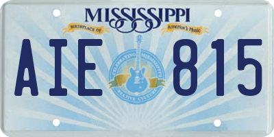 MS license plate AIE815