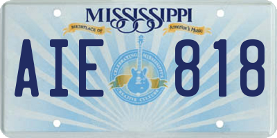 MS license plate AIE818