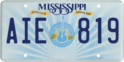 MS license plate AIE819