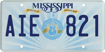 MS license plate AIE821
