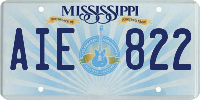 MS license plate AIE822