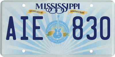 MS license plate AIE830