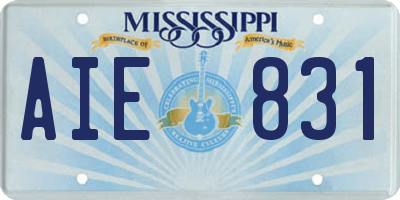 MS license plate AIE831
