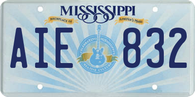 MS license plate AIE832