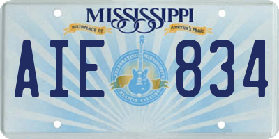 MS license plate AIE834