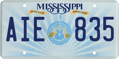 MS license plate AIE835