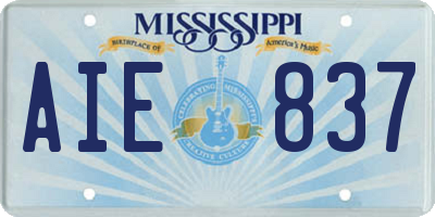 MS license plate AIE837