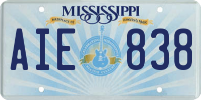MS license plate AIE838