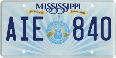 MS license plate AIE840