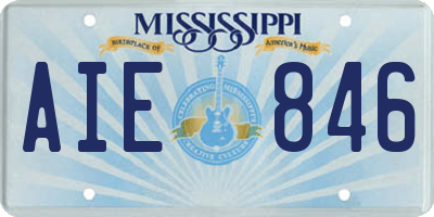 MS license plate AIE846