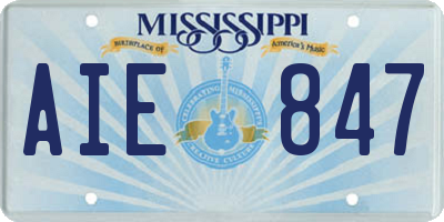 MS license plate AIE847