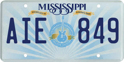MS license plate AIE849
