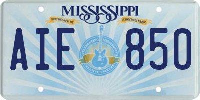 MS license plate AIE850
