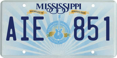 MS license plate AIE851